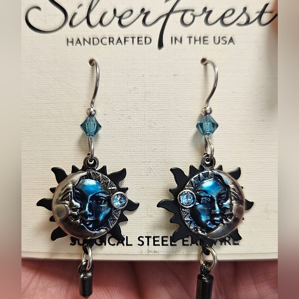 SILVER FOREST Silver Forest Blue Eclipse Layered Earrings Sun Moon - Picture 3 of 8